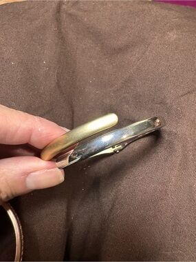 Two-Tone Metal Hinged Bangle Bracelet